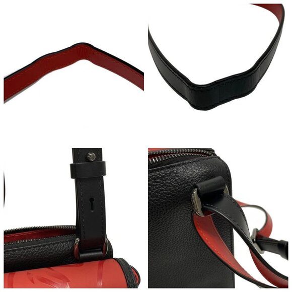 CHRISTIAN LOUBOUTIN Benesch Reporter  Black Red Leather Shoulder Bag 557-082225 - Picture 8 of 14